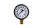 2" black steel general service pressure gauge with a glass lens. Bottom mount and 1/4" npt connection. Varied pressure ranges. Front view of general service pressure gauge 