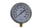 4" Industrial Pressure Gauge stainless steel, polycarbonate lens, brass wetted part, dry or liquid filled, center back or bottom low connection, 1/4" npt with restrictor. Front view of 0-200 psi dry bottom/low gauge